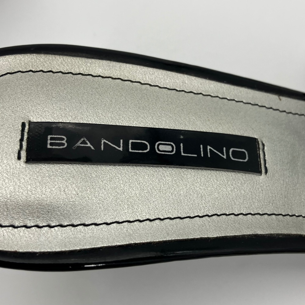 Bandolino Heeled Sandals Women 7.5 Black Patent Buckle Slide Dress Shoes Classic - Picture 5 of 11
